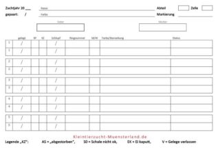 Zuchtblatt für Rassetauben